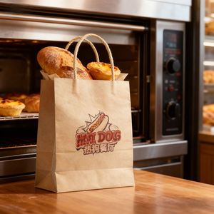 Sac en papier kraft brun personnalisé et recyclable pour livraison de repas à emporter, sacs de courses en papier kraft avec logo – Offre Spéciale - Product Image 2