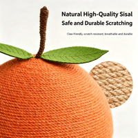 Griffoir pour chat en corde de sisal naturelle, forme orange, avec base tournante et boule à billes, jouet interactif pour chat