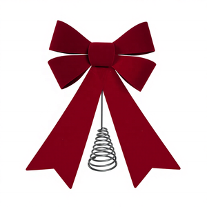 קישוט עץ חג המולד בצורת פפיון אדום בהתאמה אישית, קישוט עץ חג המולד, פפיון מצופה PET לקישוט פנים, פפיון לחג המולד - Product Image 1