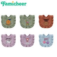 Bib Bayi Katun Lembut Warna-warni Ukuran Besar dengan Ruffle, Kerah Bulat, Kancing Tekan, Handuk Ludah untuk Bayi Baru Lahir, Hadiah untuk Acara Baby Shower