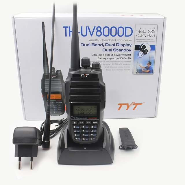 TYT Radio TH-UV8000D Dual-band 10W High-power Outdoor Handheld Transceiver with 3600mAh Battery and Walkie-talkie Functionality