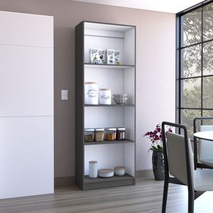 Librería DB Vinton gris mate/blanco con diseño de estantería de niveles espaciosos para el hogar, oficina, taller, sala de estar, dormitorio, almacenamiento - Product Image 1