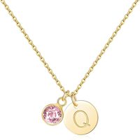 Collier Pendentif Initial Luxe Doré Scintillant, 26 Lettres de l'Alphabet, Zircon Cubique Sertie en Bezel, Chaîne Câble, Bijou Femme, Cadeau