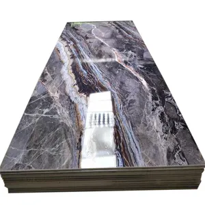 Interior Walls Decoration Pvc Bamboo Charcoal Marble Effect Material Uv Wall Panel White And Gold Black Sheet