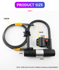 Lucchetto a U per <span class=keywords><strong>Bicicletta</strong></span> Resistente, <span class=keywords><strong>Antifurto</strong></span> con Cavo in Acciaio da 16mm - Product Image 6