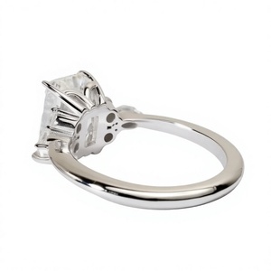 Anillo de Compromiso de Plata de Ley 925 con Oro Sólido de 10K, 14K, 18K, Corte de Lujo con Esmeralda, Diamante y Múltiples Piedras, Estilo Art Deco - Product Image 4
