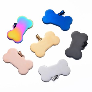 Breloques vierges en acier inoxydable en forme d'os pour colliers de chiens et de chats, fabrication de bijoux, 6 couleurs, vente en gros - Product Image 1