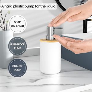 Skymoving bianco 6 pezzi <span class=keywords><strong>set</strong></span> da <span class=keywords><strong>bagno</strong></span> in plastica accessori per toilette Dispenser sapone in plastica accessori da <span class=keywords><strong>bagno</strong></span> <span class=keywords><strong>set</strong></span> di lusso per la casa - Product Image 3