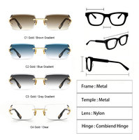 Lunettes de soleil unisexes carrées classiques rétro Sitier OEM&ODM sans monture UV400, montures colorées tendance