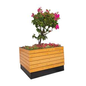 Jardinières rectangulaires en plastique imitation bois Libit Outdoor avec banc, style moderne, pour fleurs et plantes vertes - Product Image 4