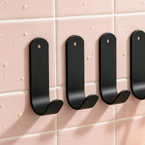 J-shaped <b>hooks</b> for household use, adhesive backing for hanging clothes on doors and back, no drilling required, wall-mounted - Product Image 4