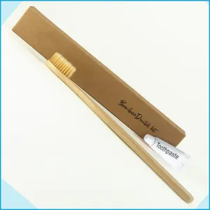 HOT SELLING Customized logo hotel dental kit wooden bamboo toothbrush with 6g 10g 20g Mini Size Minty toothpaste colgate