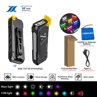 Linterna de Trabajo COB RGB de 15 Modos, Linterna UV, Linterna EDC Mini Recargable, Linterna LED Plana EDC