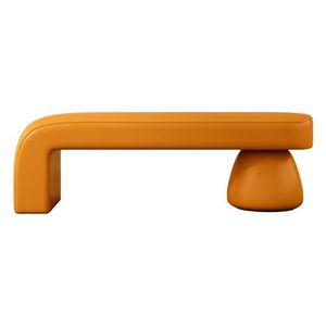 Modern Asymmetric Upholstered Bench PU Leather Accent Ottoman Long <b>Seat</b> for Living Room Bedroom Entryway - Product Image 1