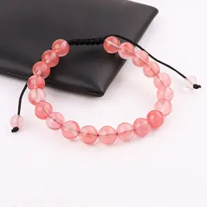 Yiwu Jewelry Factory Making 8MM Natural Stone Cat Eye Jasper Beads Handmade Macrame Friendship Bracelet Adjustable Men Women