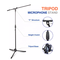 Support de studio en plastique en acier noir réglable professionnel support de microphone