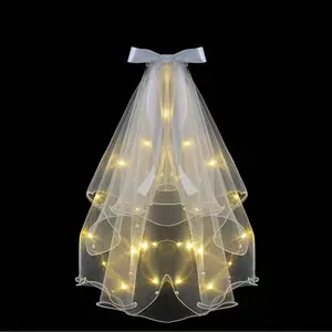 TY vendita calda addio al nubilato forniture per feste LED bianco velo da sposa con perla doccia nuziale regali sposa per essere festa