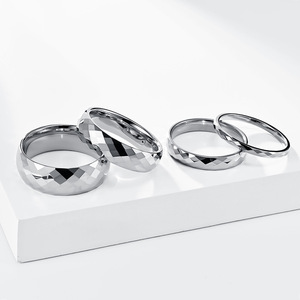 2468mm geometric design <b>tungsten</b> steel ring, unisex couple ring, non-fading <b>tungsten</b> gold pinky ring, jewelry. - Product Image 3