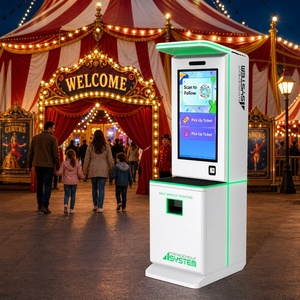 Distributeur automatique de billets avec scanner facial, écran tactile et paiement par carte et espèces pour le contrôle d'accès aux parcs d'attractions - Product Image 1