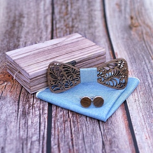 Novità da <span class=keywords><strong>uomo</strong></span> con <span class=keywords><strong>papillon</strong></span> in legno intagliato con tascabile e Set di scatole regalo quadrate - Product Image 6