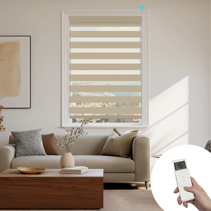 SAMADHI Modern Electric Polyester Fabric Double Layer Day Night Indoor Zebra Roller Blinds <b>Shades</b> Horizontal Pattern - Product Image 2