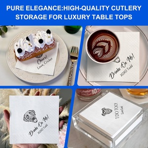 <span class=keywords><strong>Tovaglioli</strong></span> per Cocktail con Animali Domestici, Moderni e Popolari per Matrimoni e Ricevimenti Natalizi, Illustrazioni Personalizzate <span class=keywords><strong>di</strong></span> Cani e Gatti - Product Image 2
