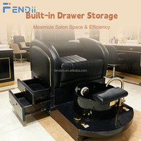 Chaise de pédicure multifonctionnelle moderne et économique, sans tuyauterie, noire, avec jets, pour salon de manucure, avec tiroirs de rangement