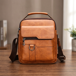 Mochila de Mensajero de Cuero PU para Hombre, Estilo Ejecutivo, Informal, Deportiva, Portátil, para Exteriores, en Oferta - Product Image 1