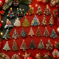 Lot de broches émaillées personnalisées sur le thème de Noël, avec strass, pour décoration de fête de Noël, cadeau, en stock