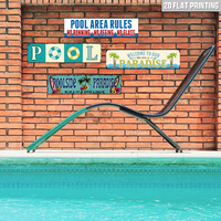 Juego de Letreros Metálicos Vintage para Piscina, Decoración Retro Tropical para Pared de Piscina, Patio, Jardín y Hogar