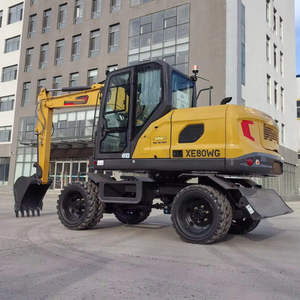 Nouvelle mini-excavatrice hydraulique sur roues de 8 tonnes XE80WG, machine de terrassement, mini-excavatrice de chantier - Product Image 5