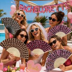 Abanico Plegable de Bambú con Estampado de Leopardo, Portátil, para Fiesta de Despedida de Soltera, Baile de Novia, Noche de Solteras - Product Image 3