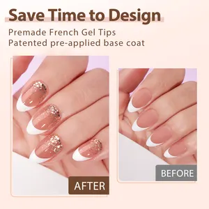 X Coat Tips Premade French Tips Gel X Nails Press On Long Coffin Fake Nails French Tips Press On Nails Supplier For Diy