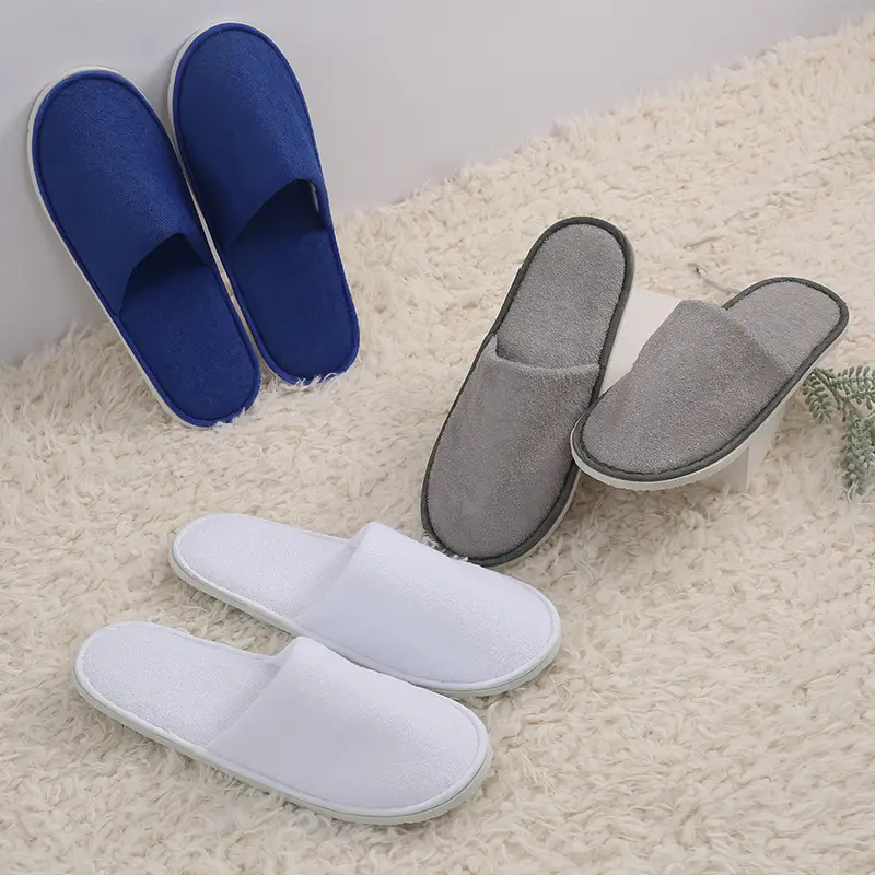 Pantufas descartáveis laváveis personalizadas, chinelos de tecido de lã coral lavável para hotel