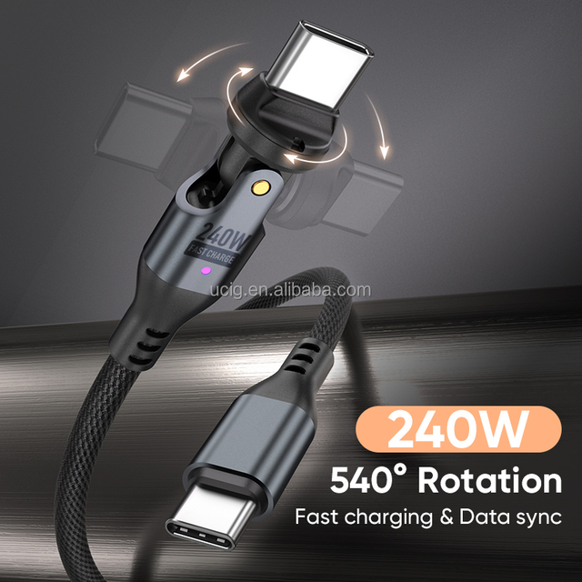 Type C PD240W Cable | 5A USB-C Fast Charging Type C Cable,180° USBC to USBC Cord Phone Charger