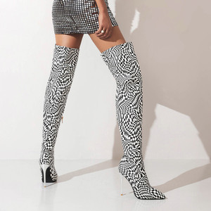Nouvelles bottes cuissardes sexy pour femme, style cool, talon effet peau de serpent, hiver - Product Image 3