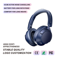 Headset Hybrid ANC 52dB Over Ear Nirkabel 6.0 1000mAh 120 Jam Waktu Putar Driver 40mm Mode Kabel Mode Game Transparansi Grosir OEM ODM