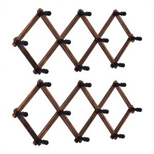 Lot de 2 patères murales accordéon extensibles en bois robustes, <span class=keywords><strong>20</strong></span> crochets, design multifonctionnel pour suspendre casquettes de baseball, manteaux, tasses - Product Image 2