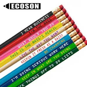 Lots de crayons ronds noirs 2 # HB, pas cher, promotion, ensemble OEM avec impression personnalisée en relief, élément de plomb