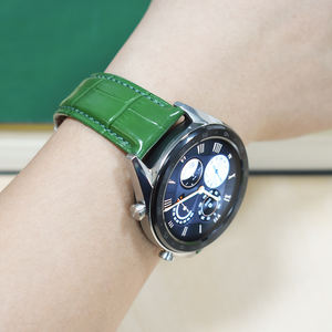 Correa de reloj de piel de vaca Croco, accesorio de grano de bambú importado, núcleo Dermal suave para relojes inteligentes Samsung <span class=keywords><strong>Huawei</strong></span> 18 19 20 21 22 23 24mm - Product Image 6