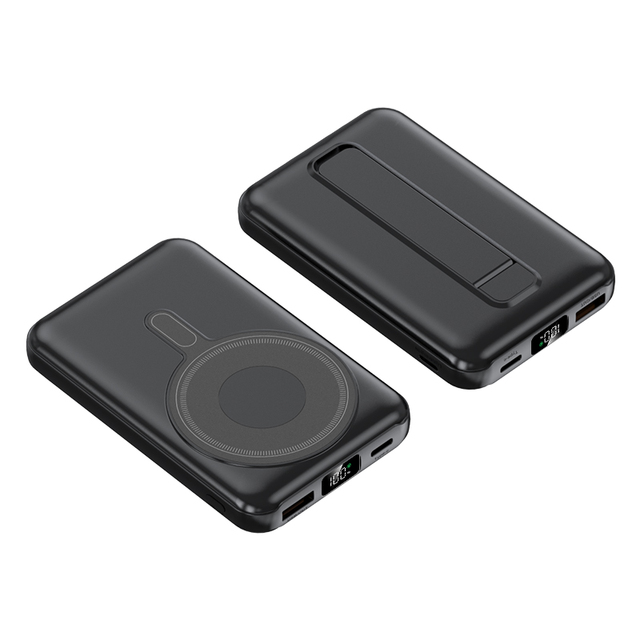 Lightweight Magnetic Power Bank 10000mah Wireless 15w PD 22.5W Fast Charging USB-C Battery Pack with Digital Display Phone Stand
