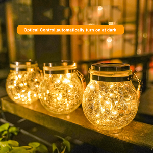Outdoor Pendurado LED Mason <span class=keywords><strong>Jar</strong></span> Luz Crack Garrafa De Vidro lâmpada Lanterna <span class=keywords><strong>Solar</strong></span> Luz - Product Image 3
