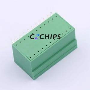 ZX-DGRH-3.81-11P Plug-in Terminal Block Bent Lead Through Hole,P=3.81mm Board-to-Board / Socket - Closed 2x11P 3.81mm Green - Product Image 2