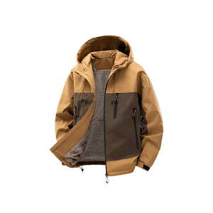 Blouson d'hiver à capuche personnalisé avec broderie, impression numérique de haute qualité, doublure polaire, imperméable, coupe-vent, chaud, <span class=keywords><strong>patchwork</strong></span>, blocs de couleur - Product Image 1