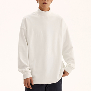 <span class=keywords><strong>T</strong></span>-Shirt Slim Fit Casual invernale stile base da uomo in cotone 100% tinta unita a collo alto a tracolla manica lunga - Product Image 2