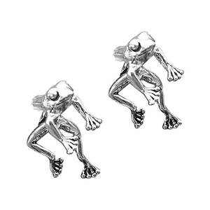 SC جديد تصميم لطيف الضفدع أقراط الأزياء والمجوهرات الفتيات لا مثقوب الأذن الكفة متسلق الأقراط خمر الفضة الضفدع أقراط - Product Image 1