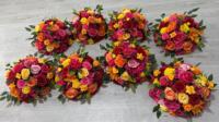 Décoration de fond de scène d'événement, boule de fleurs artificielles vertes et bordeaux, centre de table de mariage, arrangement floral