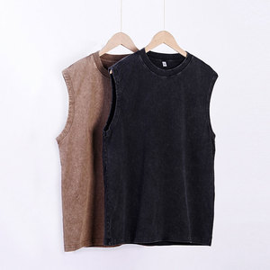 Washed Summer Sleeveless T-shirt Vest Men's Loose Trendy Retro Style Sleeve Outerwear Sports Plus Size T-shirt - Product Image 2