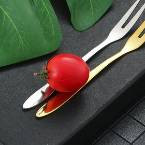 Stainless Steel Fruit <b>Forks</b> Colorful <b>Dessert</b> <b>Forks</b> For Cake Mooncake Household Use Solid Color Design YT A017 - Product Image 2
