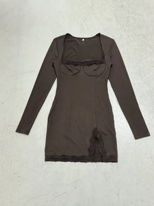 Nouvelle robe moulante fendue en dentelle sexy printemps-été - Robe midi extensible et ajustée pour femmes - Product Image 6